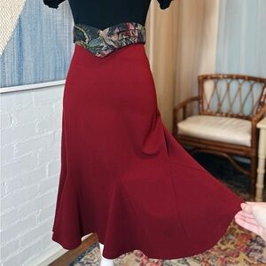 Ashley Stewart Burgundy Flared Pencil Skirt